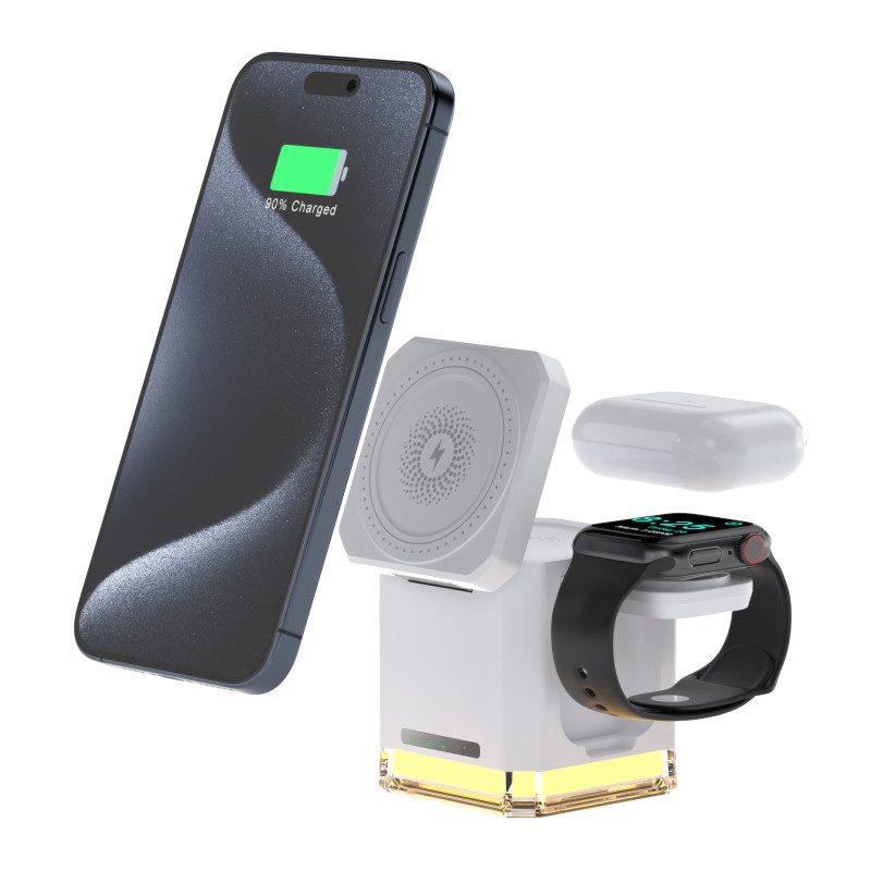 4 in 1 Wireless Charging Station, Foldable Wireless Charger for Apple,15W Fast Charger Stand