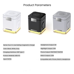 4 in 1 Wireless Charging Station, Foldable Wireless Charger for Apple,15W Fast Charger Stand