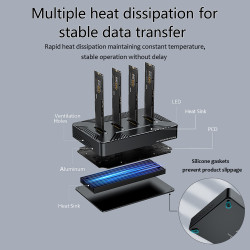 4 Bay NVME/SATA Docking Station, Aluminum USB C SSD Enclosure Adapter for M.2 NVME SATA SSD