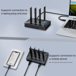 4 Bay NVME/SATA Docking Station, Aluminum USB C SSD Enclosure Adapter for M.2 NVME SATA SSD