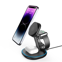 Magnetic 3 in 1 Wireless Charging Station, Fast Wireless Charger, 15W Qi2 Wireless Charger Stand for iPhone 16/15