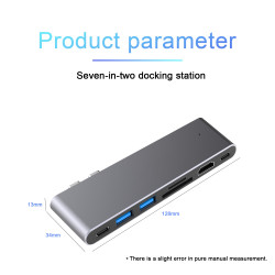 7 in 2 USB C Hub for MacBook Pro/ MacBoook Air M1, USB-C Docking Station with 4K HDMI, 100W PD, Micro/SD Card Reader, USB 3.0