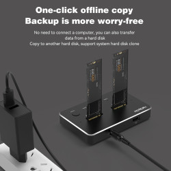 NVMe Clone Docking station, Tool-Free Dual Bay M.2 NVMe Enclosure for M.2 SSD M and M+B Key,One Key Copy Function