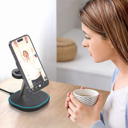 Magnetic 3 in 1 Wireless Charging Station, Fast Wireless Charger, 15W Qi2 Wireless Charger Stand for iPhone 16/15